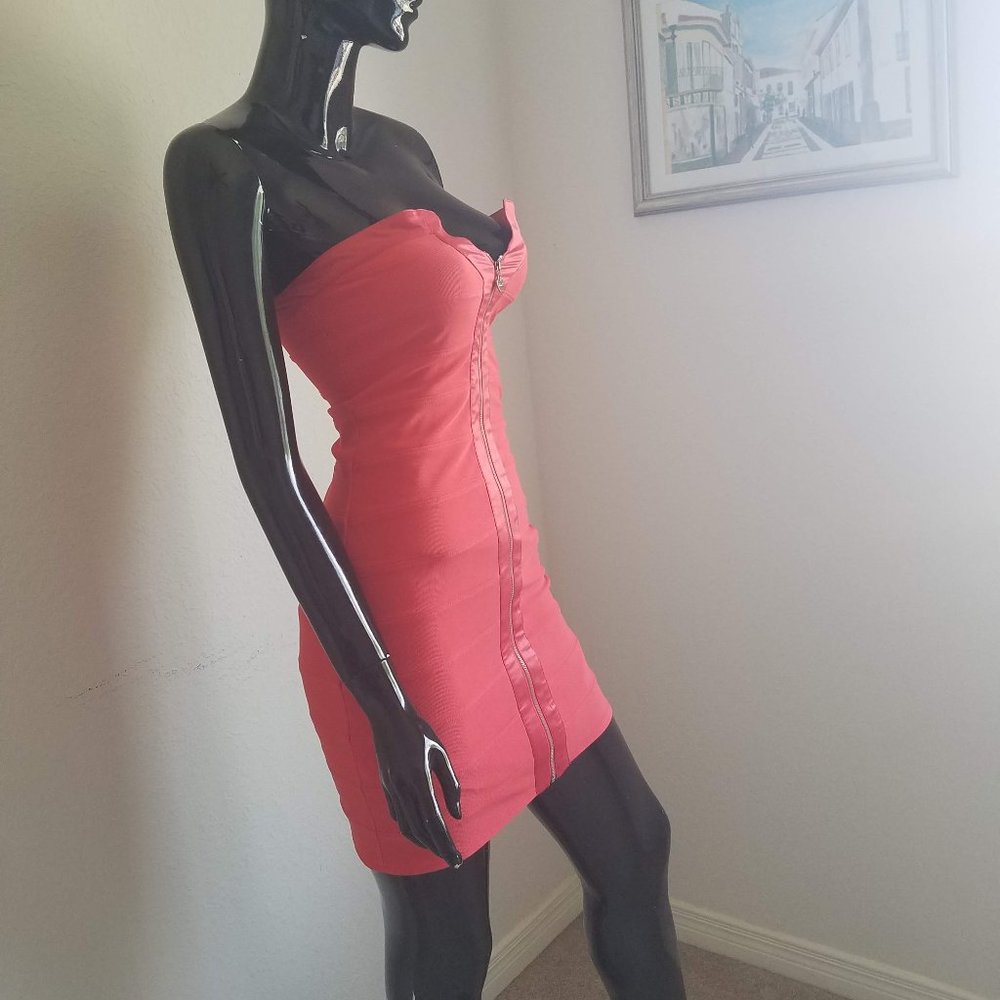 Strapless Coral Mini Dress